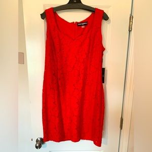 Karl Lagerfield Paris Red Sleeveless Crochet Dress Size 14